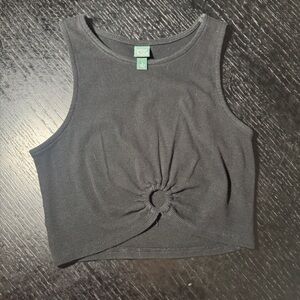 O-ring sleeveless high neck crop top